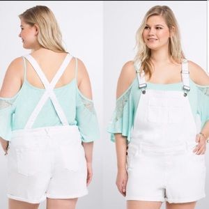 White torrid overall shorts